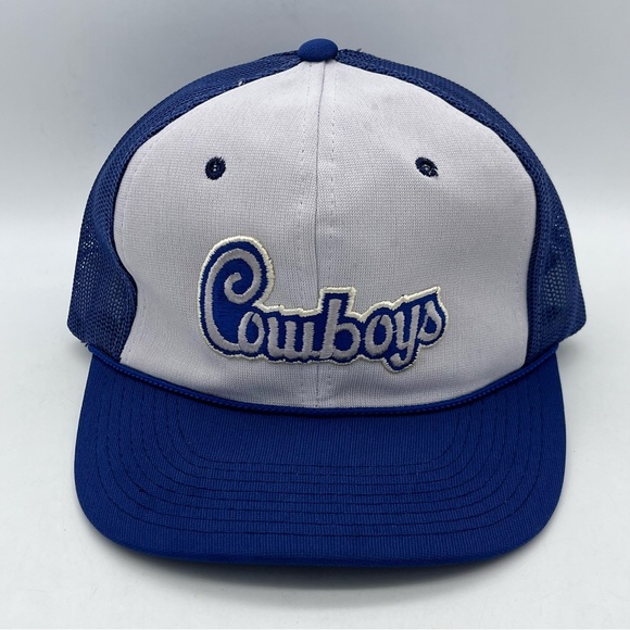 Vintage 80s Dallas Cowboys Sports Specialties Script Snapback Cap Trucker Hat - Picture 2 of 9
